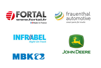 logos fortal - frauenthal automotive - infrabel - john deere - mbk